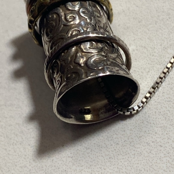 Mixed metal spinner pendant necklace 925 sterling silver - Picture 7 of 9